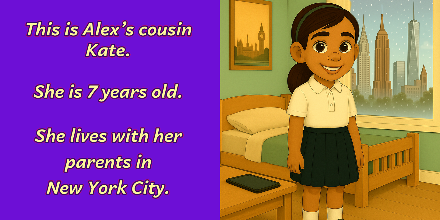 eBook version – Kate standing in her NYC bedroom with her iPad – My Cousin Kate Discovers China – learning about Chinese traditions
