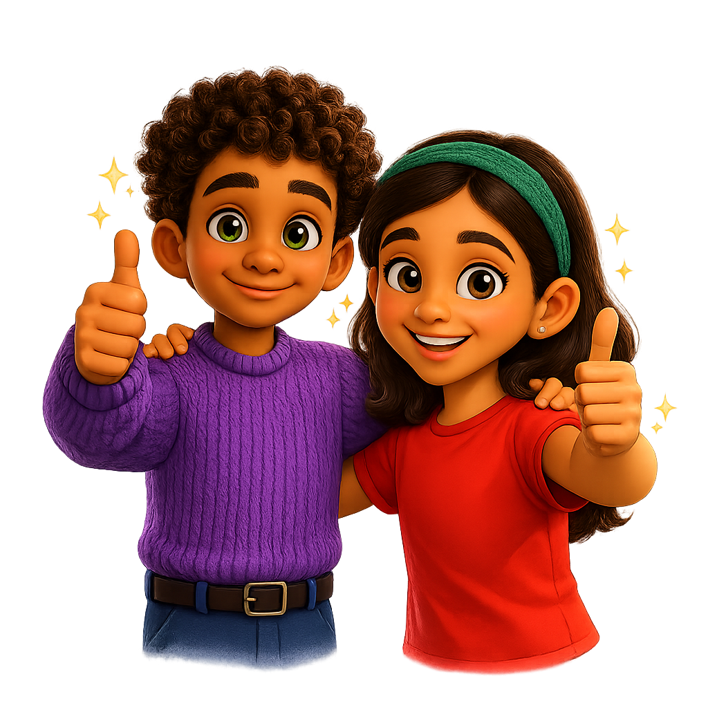 Alex and Kate giving a thumbs up